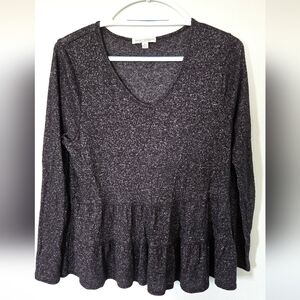 Green Envelope Charcoal Gray Peplum Sweater Size Medium